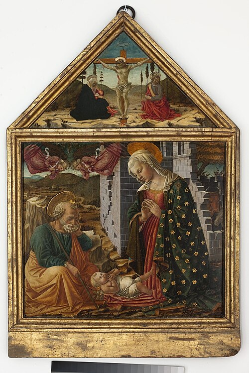 Adoration of Child Jesus and Crucifixion, , Fra Diamante
