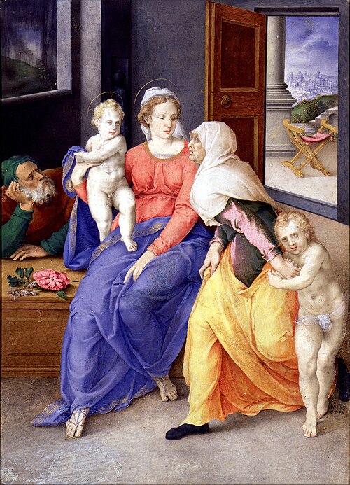 Holy Family with Santa Isabel and San Juanito, 1556, Giulio Clovio