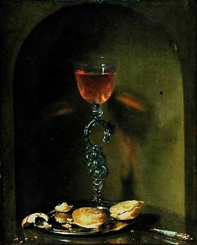 Still Life with Bread and Wine Glass, 1650, Willem Kalf