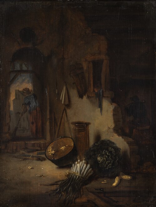 Kitchen Interior with Woman sweeping, 1680, Willem Kalf