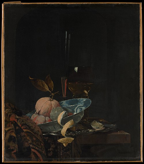 Still Life with Fruit, Glassware, and a Wanli Bowl, 1659, Willem Kalf