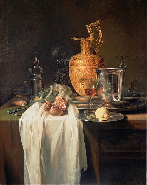 Still Life with Ewer, Vessels and Pomegranate, 1640, Willem Kalf