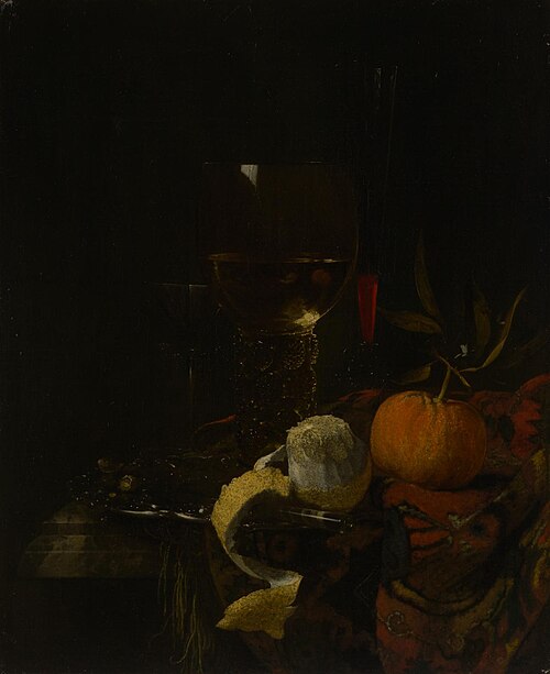 Still life with glasses and fruit, 1663, Willem Kalf