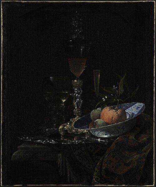 Wineglass and a Bowl of Fruit, 1663, Willem Kalf