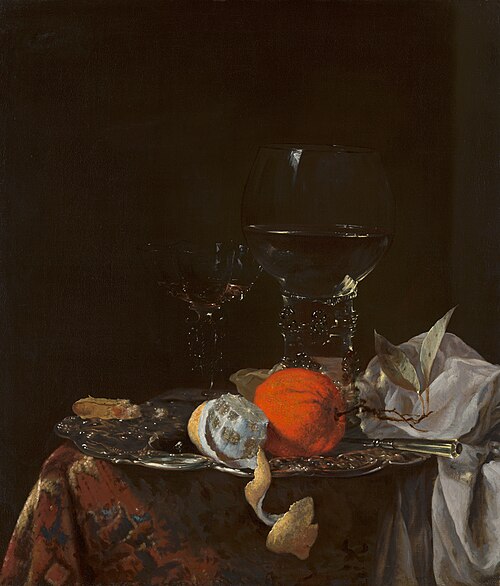 Still Life with Fruit and Wineglasses on a Silver Plate, 1659, Willem Kalf