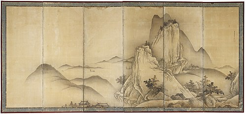 Landscape with Travelers on Mountain Paths, , Unkoku Tōyo