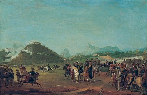 Revista das tropas destinadas a Montevidéu, na Praia Grande, 1816, Jean-Baptiste Debret