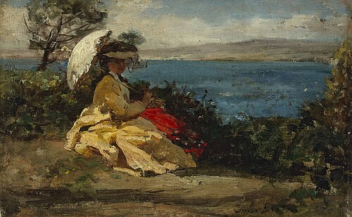Femme à l'ombrelle, baie de Douarnenez, 1870, Jules Breton