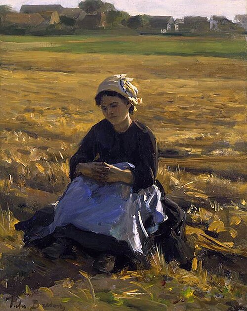Small Gleaner Sitting in the Field, 1853, Jules Breton