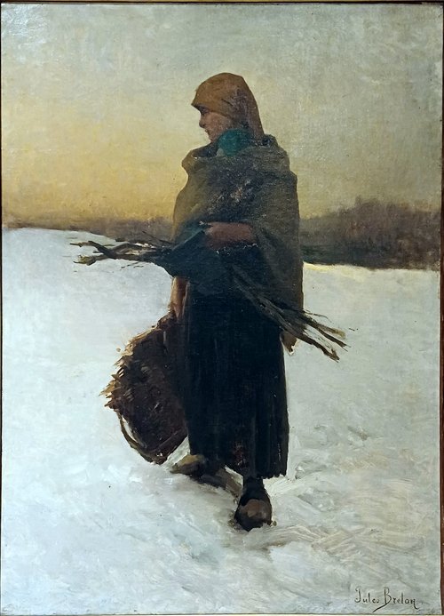 Gatherer of Logs with her Son in the Snow, 1875, Jules Breton