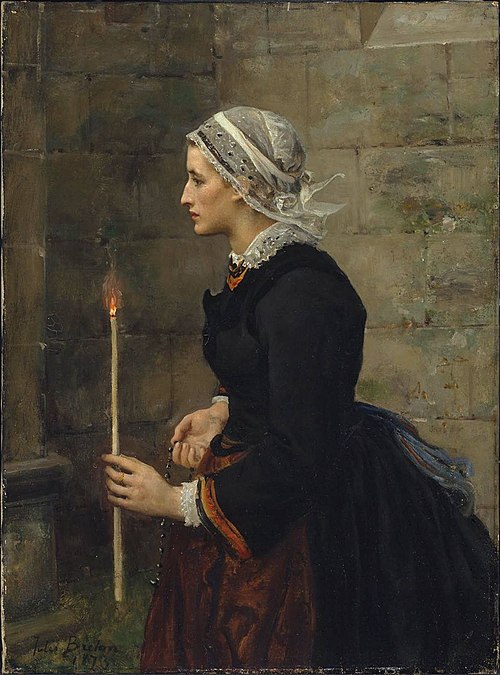 Femme avec une bougie fine, 1873, Jules Breton