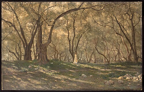 Jeune fille sous les oliviers - Menton, 1897, Henry Brokman