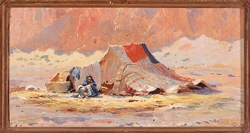 Tente arabe dans le désert à Blidah, 1890, Henry Brokmann