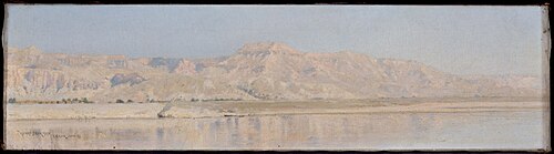 Le Nil - Louxor (Les montagnes de Thèbes), 1891, Henry Brokmann