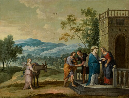 The Visitation: Mary and Elisabeth shaking hands, 1636, Abraham Willemsens