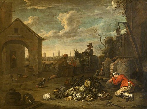 A Sleeping Gardener with a Heap of Vegetables, 1650, Abraham Willemsens