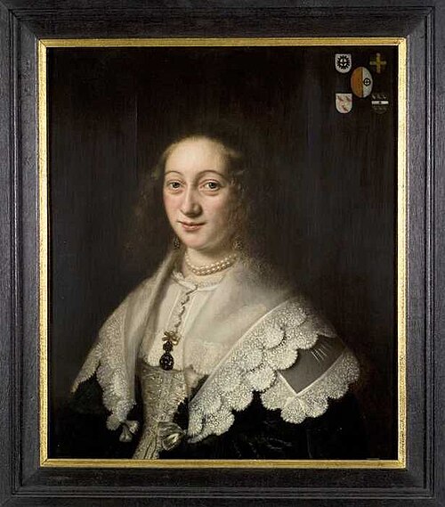 Portrait of Maria van Hogendorp, wife of Hendrik Rammelman, 1641, Abraham de Vries