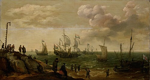 Ships off the coast, 1628, Adam Willaerts