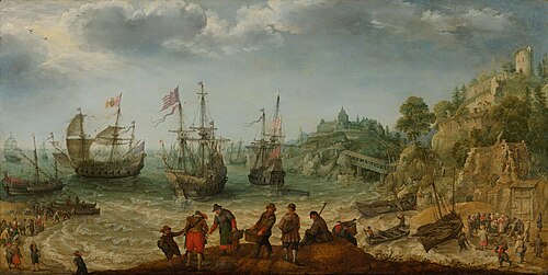 Ships off a rocky coast, 1621, Adam Willaerts