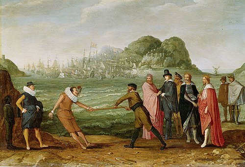 Allegory of the Dutch victory over the Spanish fleet at Gibraltar, 25 April 1607, 1615, Adam Willaerts