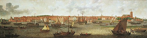 Gezicht op Dordrecht vanuit de monding van de Noord, 1629, Adam Willaerts