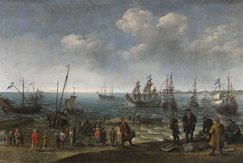 Plage avec pêcheurs, 1627, Adam Willaerts