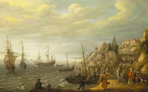 Dutch Ships at Anchor off a Fortified Scandinavian Town, 1625, Adam Willaerts