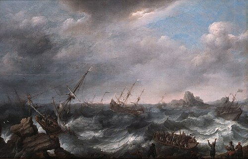 Un désastre en mer orageux., 1636, Adam Willaerts