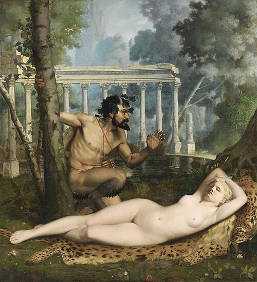 Nymphe et Satyre, 1865, Adolphe-Alexandre Lesrel