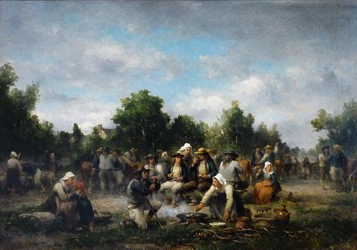 Jour de marché dans le Finistère., 1875, Adolphe Pierre Leleux