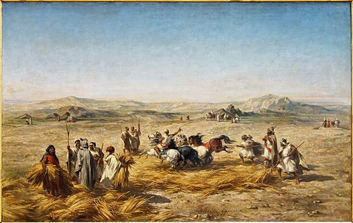 Dépiquage des blés en Algérie, 1853, Adolphe Pierre Leleux