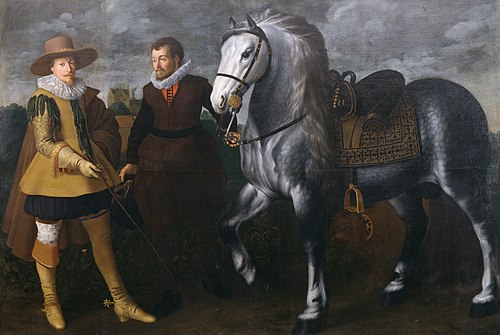 Prince Maurits with His Horse and Groom, 1624, Adriaen van Nieulandt