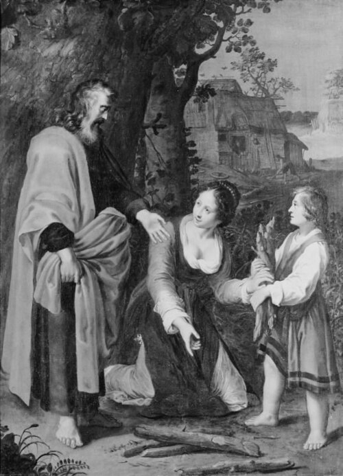 The Prophet Elisha and the Shunamite Woman, 1630, Adriaen van Nieulandt the youn