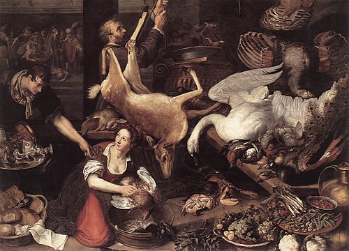 Kitchen Scene, 1616, Adriaen van Nieulandt the youn