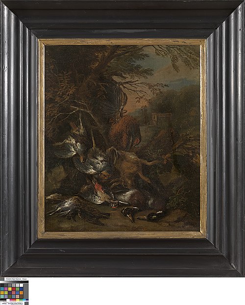 Hunting Still Life in a Landscape, 1700, Adrian de Gryef