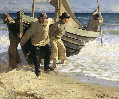 Mise à l'eau du bateau, 1884, Oscar Björck