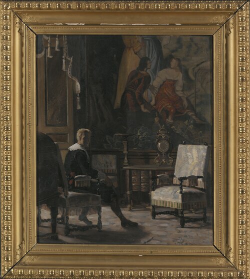 Gripsholms slott, interiör från Kungens sängkammare, , Oscar Björck