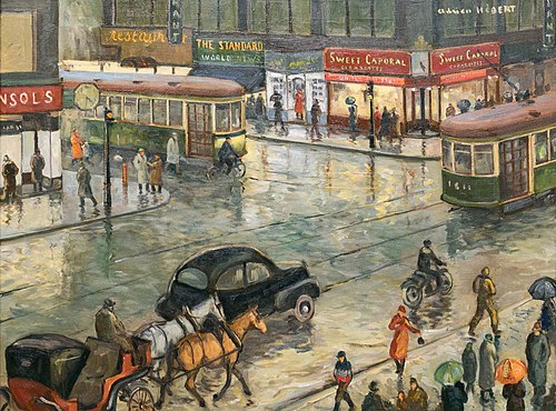 Angle Peel et Sainte-Catherine, 1948, Adrien Hébert