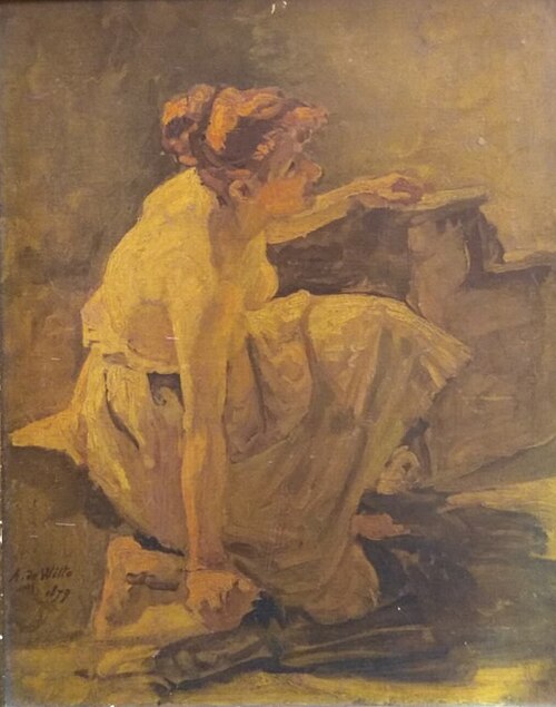 Femme accroupie, le torse nu, 1879, Adrien de Witte