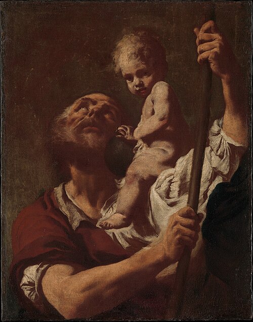 Saint Christopher Carrying the Infant Christ, 1730, Giovanni Battista Piazzetta