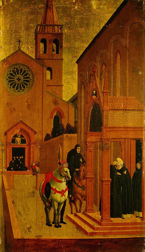 Szene aus dem Leben des Hl. Vinzenz Ferrer: Besuch des Priors von Oreola beim Heiligen; Tod des Brud, , Agnolo degli Erri