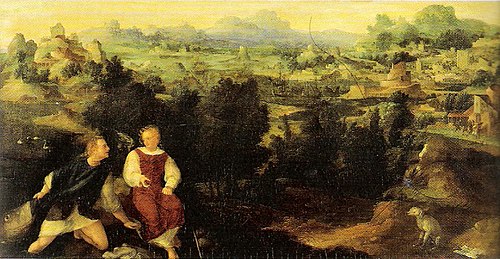 Landscape with Tobias and the angel, 1521, Jan van Scorel