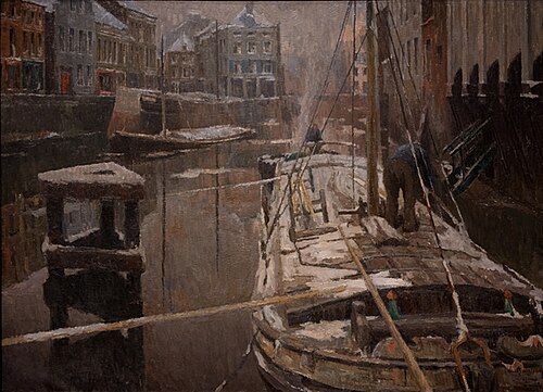 Chalands sous la neige, 1901, Albert Baertsoen