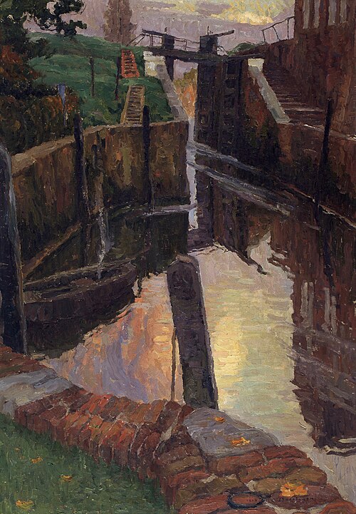 The Old Lock on the River Scheldt, 1920, Albert Baertsoen