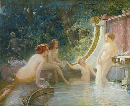 Young Bathers in a Fountain, , Albert Fourié