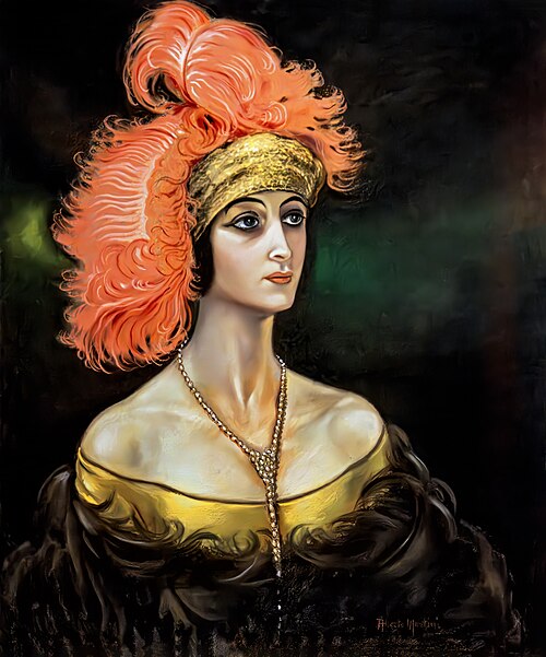 Dame aux plumes roses, 1927, Alberto Martini
