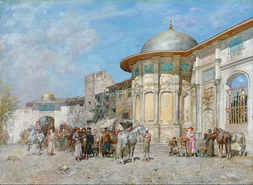 Horse market, Syria, 1850, Alberto Pasini