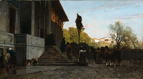 Courtyard in Constantinople, 1868, Alberto Pasini