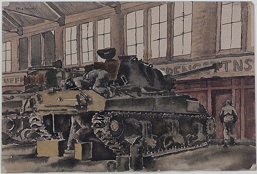 Tanks in a Workshop, , Alex Colville
