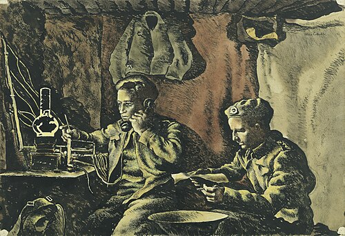Dugout Near Nijmegen, 1945, Alex Colville
